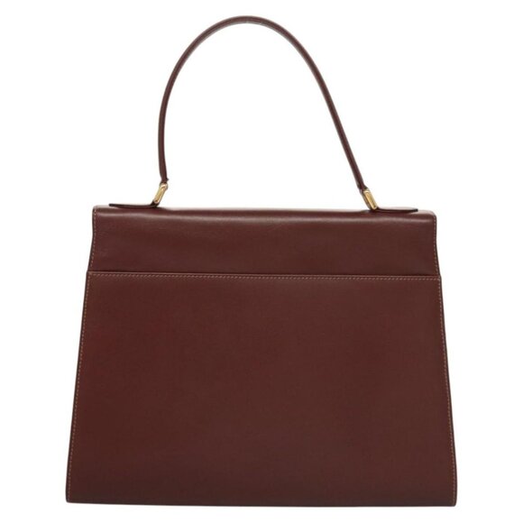 CARTIER Must Line Hand Bag Leather Bordeaux Gold Auth 122249 - Picture 3 of 16